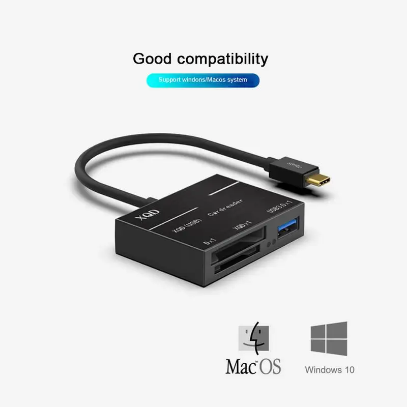 Прочный алюминий сплав Тип C к XQD SD карты Высокое скорость Reader USB3.0 концентратор совместим с USB3.0 и 2,0 для sony