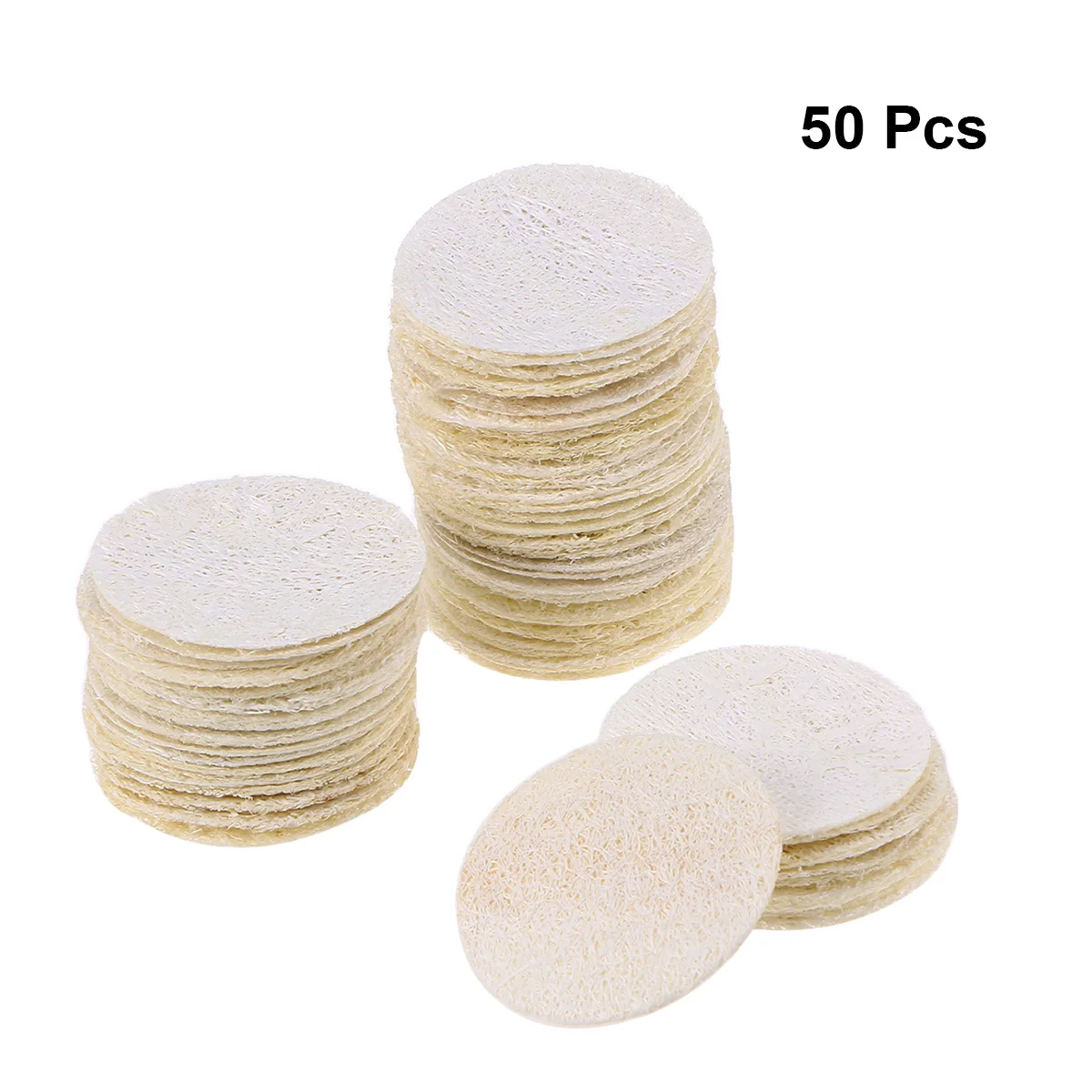 

50pcs Round Reusable Loofah Scrubbing Exfoliating Facial Makeup Skin Care Pads Remover Cleaning Sponge