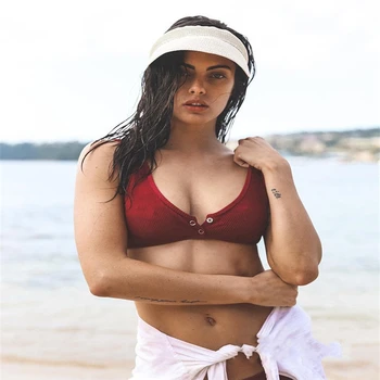 

Bikini Set Women's Padded Swimwear Solid Knit Bikinis Push-up Bra Swimsuit Low Waist Thong Bottom Beachwear Bathing Suit Biquini