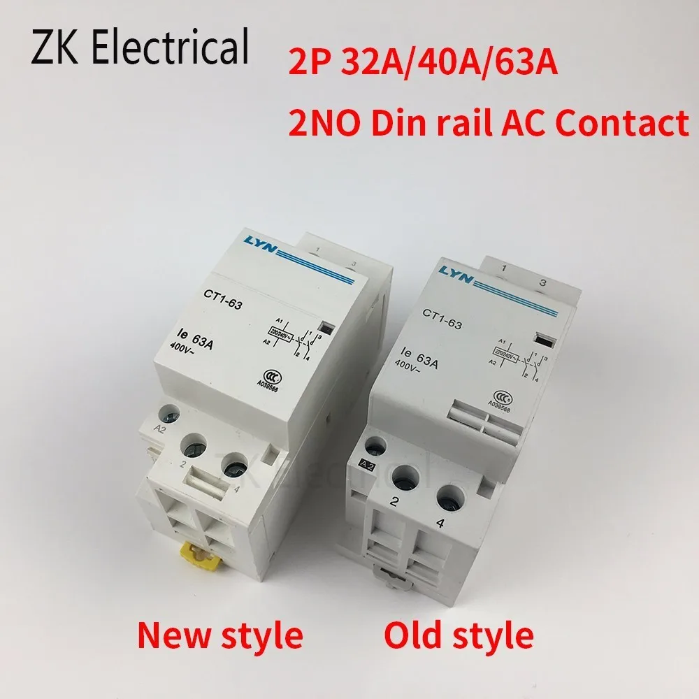 

CT1 2P 32A 40A 63A 220V/230V 50/60HZ Din Rail Household Ac Contactor 2NO For Home Hotel Resturant