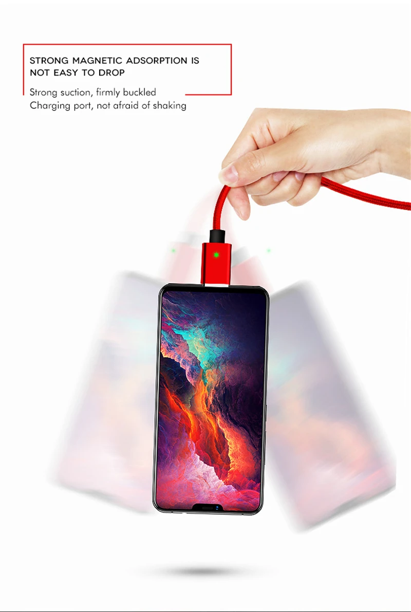USB مغناطيسي صغير كابل و USB نوع C كابل بيانات ل فون مزامنة النايلون مضفر LED مؤشر المغناطيس كابل الشاحن USB C