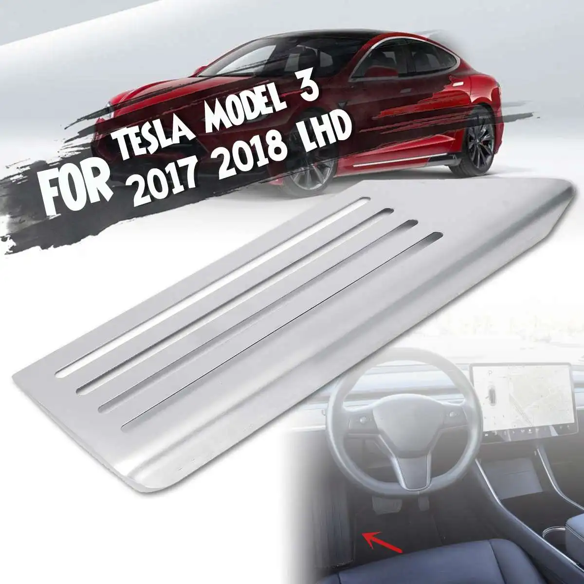 

Car Footrest Pedal Plate Cover Trim for Tesla Model 3 2017 2018 Stainless Steel Car Accelerator Foot Rest Pedal Cover