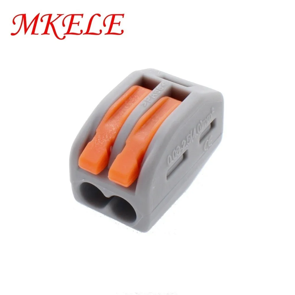

10pcs MKELE 222-412(PCT212) Universal Compact Wire Wiring Connector 2 pin Conductor Terminal Block With Lever 0.08-2.5mm2