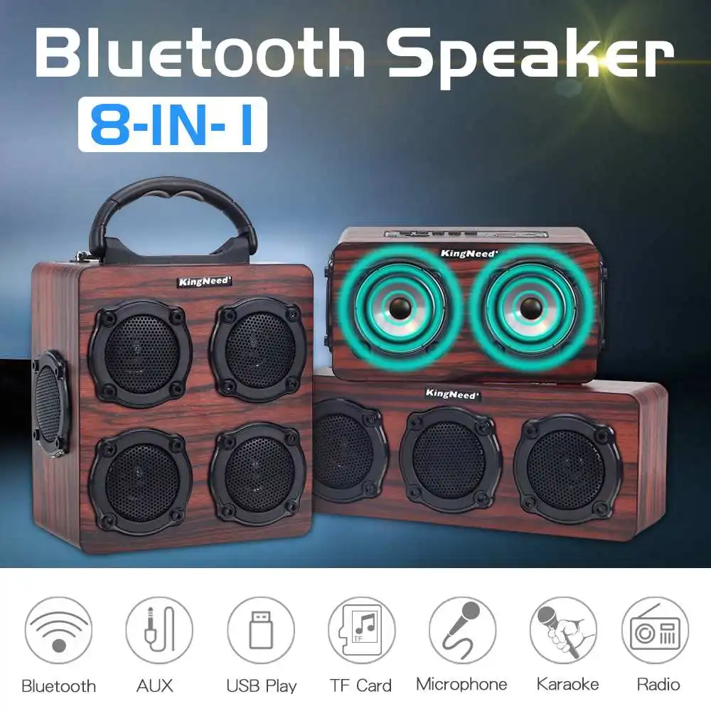 

Wooden Bluetooth Speaker Portable Wireless Loudspeaker 2000mAh Speaker Support USB TF Card MP3 Player for iPhone Android