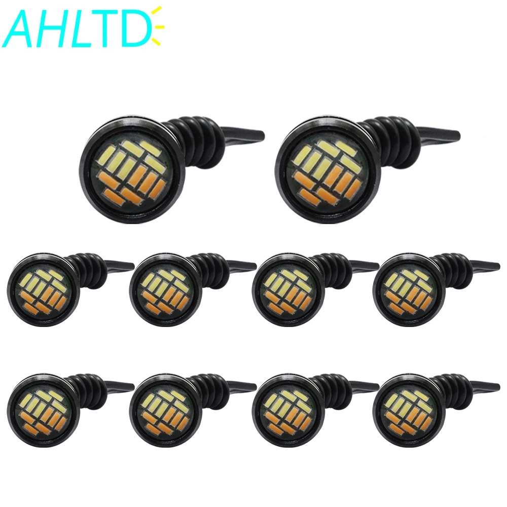 

10Pcs 4014 12 SMD White&Amber Eagle Eye LED Car Motocycle Lighting DRL Daytime Running Light Backup Reverse Parking Auto Lamp