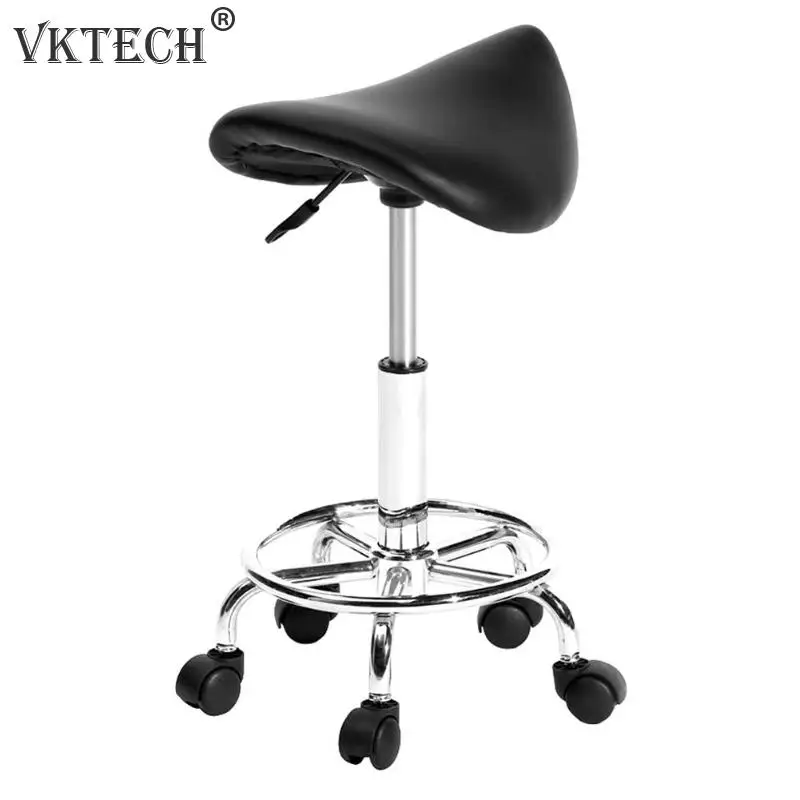 

Rotation Bar Stool Adjustable Work Rotating Saddle Chair Round Chair 5 Rolls Leather Lift Bar Swivel Stool for Home Office