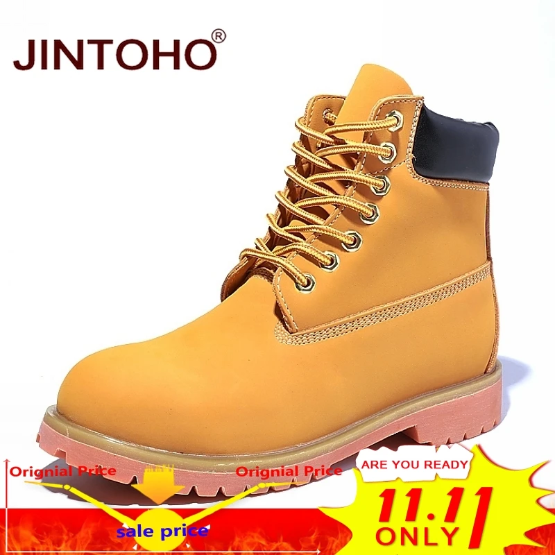 

JINTOHO High Quality Men Winter Shoes Genuine Leather Male Shoes Fashion Men Leather Boots Work & Safety Shoes Winter Male Boots