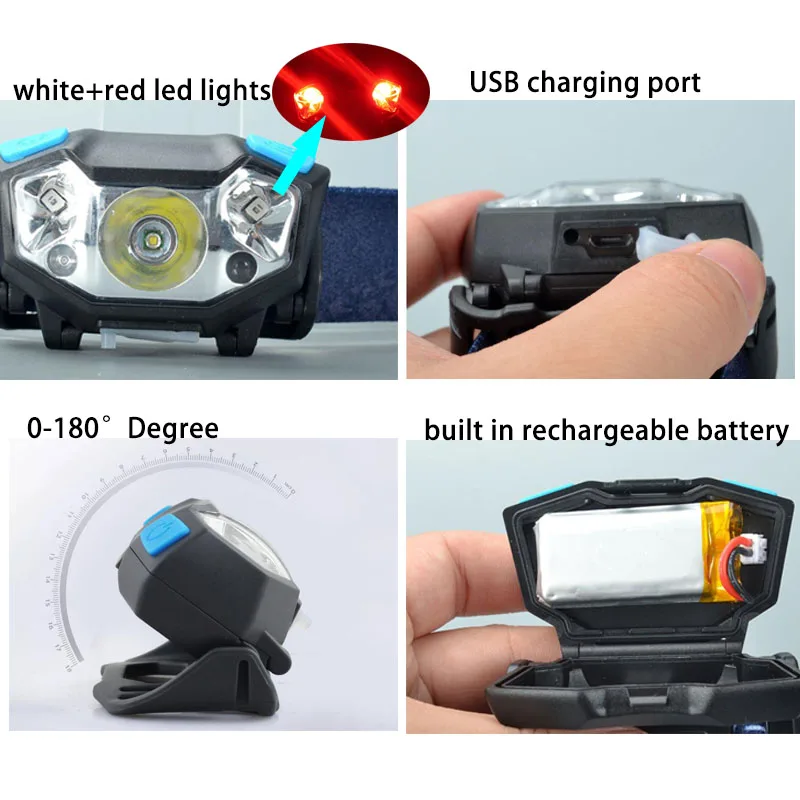 Перезаряжаемый USB зарядка Q5 светодиодный налобный фонарь с датчиком движения