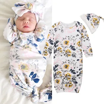 

Cotton Newborn Baby Floral Wrap Blanket Sleeping Bag Swaddle+Hat Outfits 0-6M