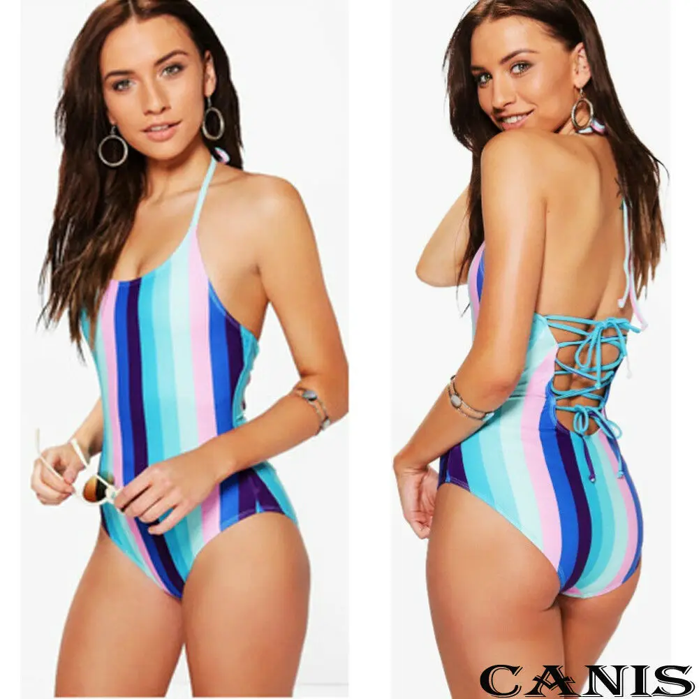 

2019 New arrival colorful v-neck Women's Sexy One Piece Bikini Monokini Swimwear Swimsuit Beach Swimming Costume