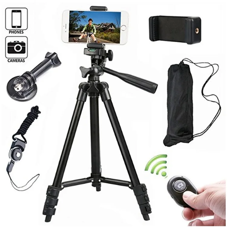 baratas Tripé Para Suporte Do Telefone Móvel do Bluetooth Câmera Luz de Vídeo Profissional Tripé Fotografia Portátil Externo Selfi