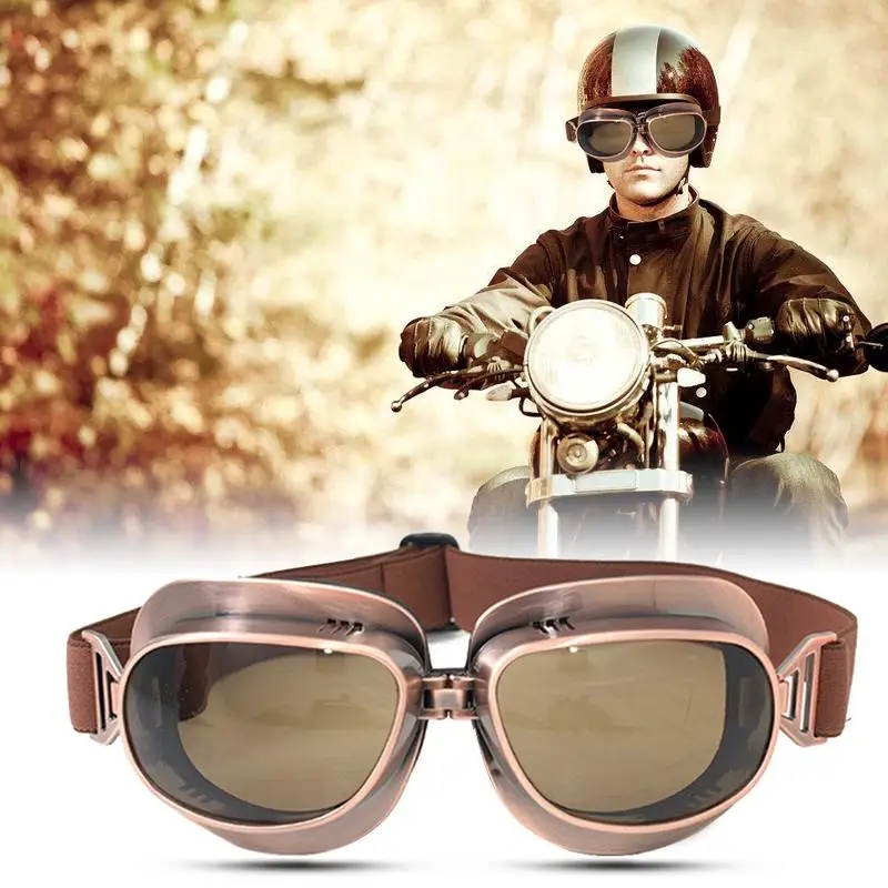 

Anti-fog Motorcycle Goggles T04 Bronze ABS Frame Retro Style Windproof Helmet Glasses For Cross Country Motorbikes Sports