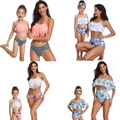 Emmaaby/одинаковые купальники для всей семьи; купальник-бикини с кисточками для мамы и дочки; купальный костюм