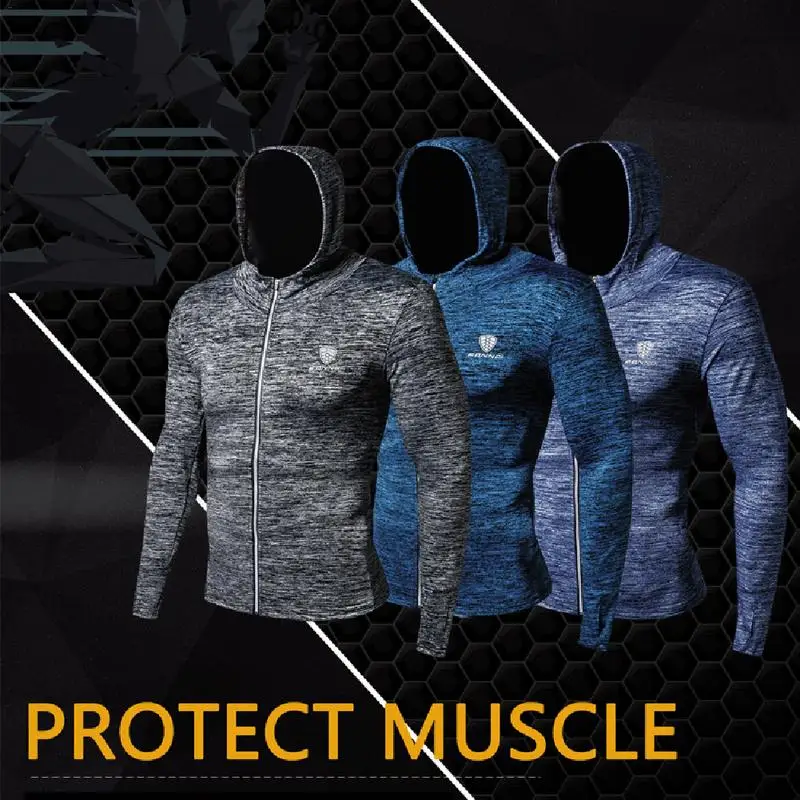 

2018 Men Sports Clothes Autumn And Winter Sports Fitness Coats Basketball Training Wear Outdoor Running Speed Dry Long Sleeves