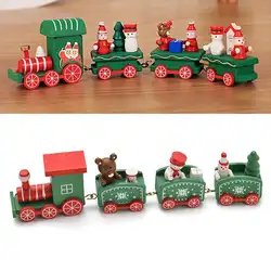 Рождество украшение домашнего декора маленький поезд окрашенные дерево с медведем Xmas малыш игрушки для интерьера мини идеальный дизайн
