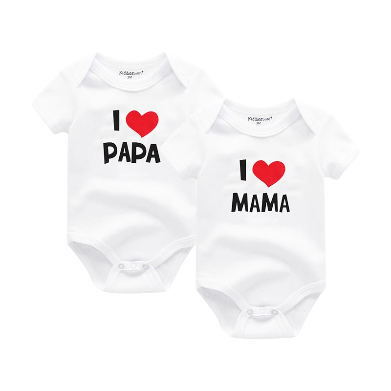 2019 Детские боди I Love Papa Mama 100% хлопковая одежда для маленьких девочек с коротким