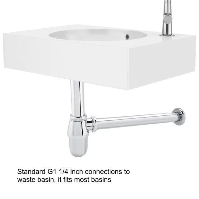 Chromed Zinc Alloy Sink Basin Tube Round Bottle Trap For Bathroom