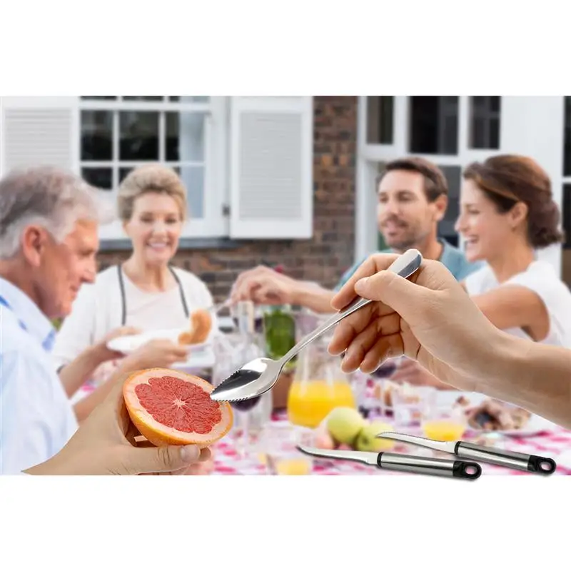 4pcs Fruit Spoon Stainless Steel Fruit Serving Spoon Grapefruit Spoons with 2 Grapefruit Peeler Vegetable kitchen Tools