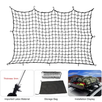 

180 *120cm Cstyling Luggage Net Bungee Cargo Net Strech Duty Mesh Holds Adjustable Hooks for Rooftop Cargo Carrier