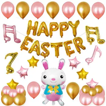 

Cartoon Rabbit Balloon Blue Red Gold Silver Aluminum Balloons Happy Easter Party Balloons