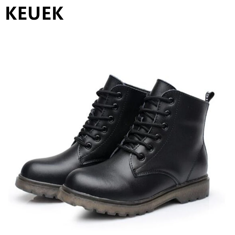 

Children Martin boots Genuine leather Lace-Up Ankle boots Boys Girls shoes Slip resistant Motorcycle boots Kids Snow boots 060