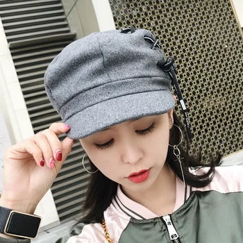 

Women Fashion Hat Belt Baseball Cap Solid Stylish Causal Sun Protector Beret Hats Baseball Cap Cotton Wool Bandage
