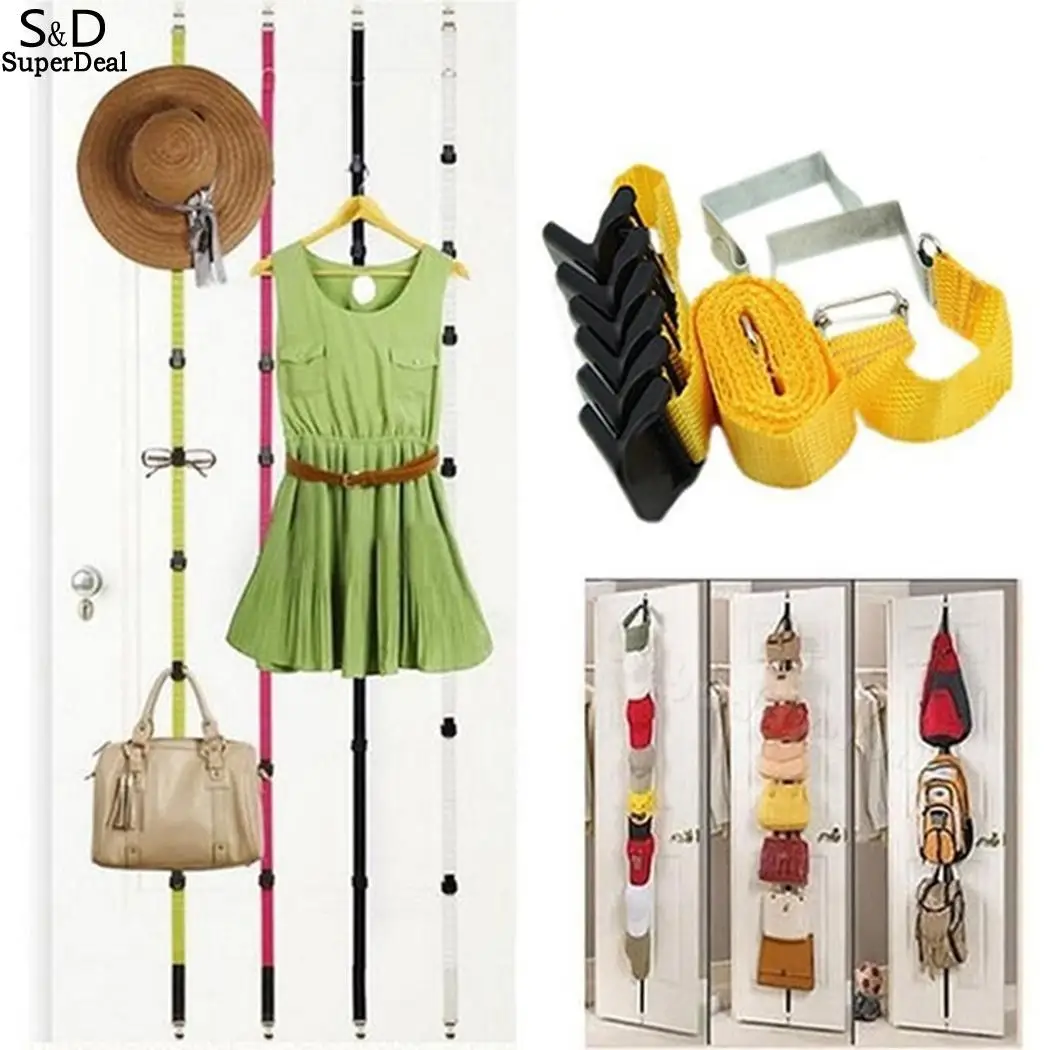 

Organizer Hanger Coat Straps Hat length Adjustable Unisex Hooks Rack Casual Over Bag Door shelf Adjustable