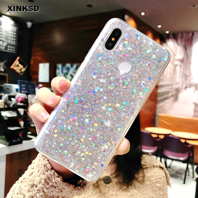 Cute Glittle Bling Case For Xiaomi Mi 9 8 SE A2 lite Redmi Note 7 6 5 Pro 5 Plus Soft TPU Phone Case Mi9 Mi8 lite SE Cover