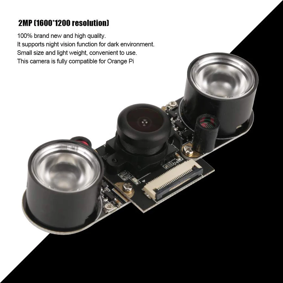

Orange Pi fisheye Camera Night Vision for Orange Pi PC /Plus/One/PC Plus/Plus 2/Plus 2e/PC 2 with 2 LED Flashlight