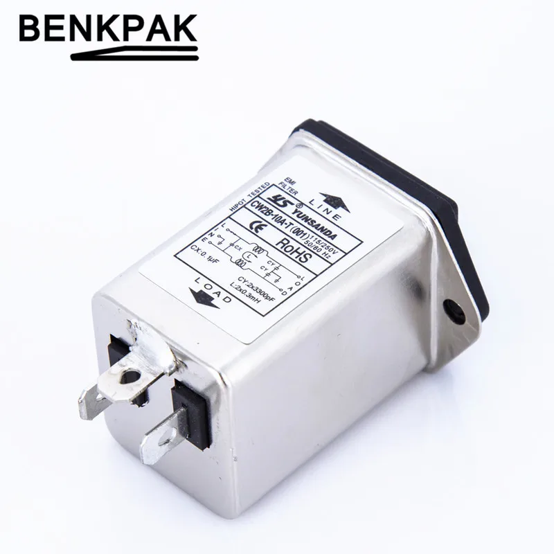 Стандарт IEC 320 C14 Мужская розетка Φ (001) фильтр электромагнитных помех 10A 125/250 В с