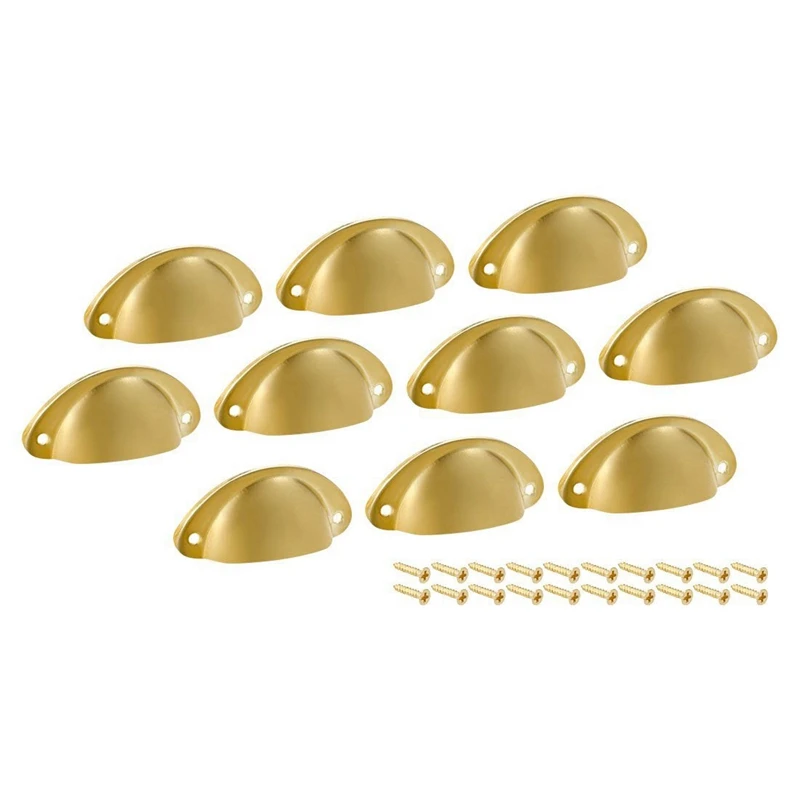 

Cup Drawer Pull Kitchen Cabinet Handle Gold Tone, 66mm Hole Centers, 10 Pack