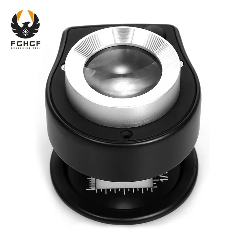 

FGHGF All Metal Textile Fabric Printing Grid Pigeon Eye Cloth Mirror With 6LED Counterfeit Lamp Scale Magnifier