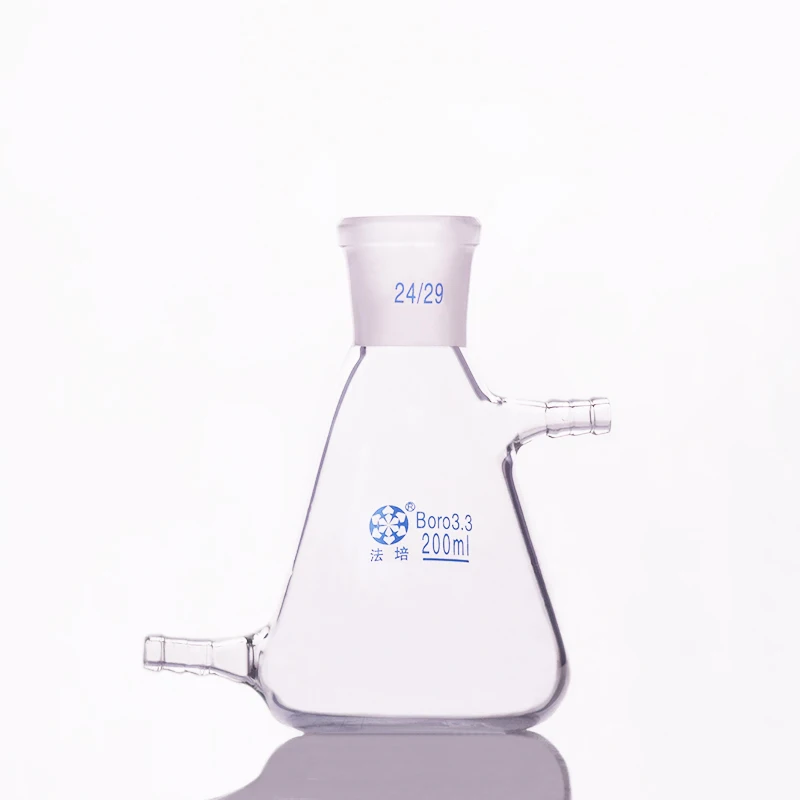 Filtering flask with side tubulature 200ml 24/29 Triangle upper and bottom tube Filter Erlenmeyer bottle | Канцтовары для офиса и
