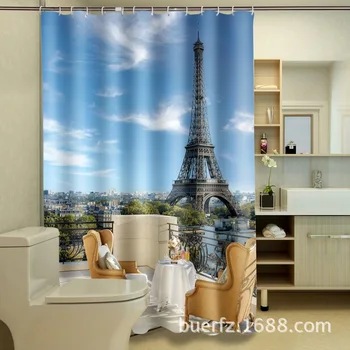

The Eiffel Tower 3D printing waterproof shower curtain funcky shower curtains for bathroom free shipping