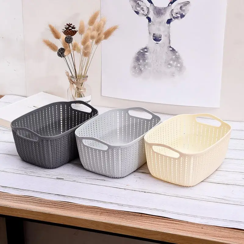 

Rectangular Storage Basket Home Creative Portable Rattan Storage Basket Dressing Items Debris Storage Bucket