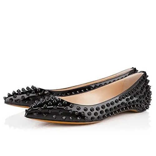 

Moraima Snc 2019 Pointed Toe Woman Summer Shoes Fashion Lady Solid Black Causal Single Shoes Low Heel Rivet Decor Shallow 34-45