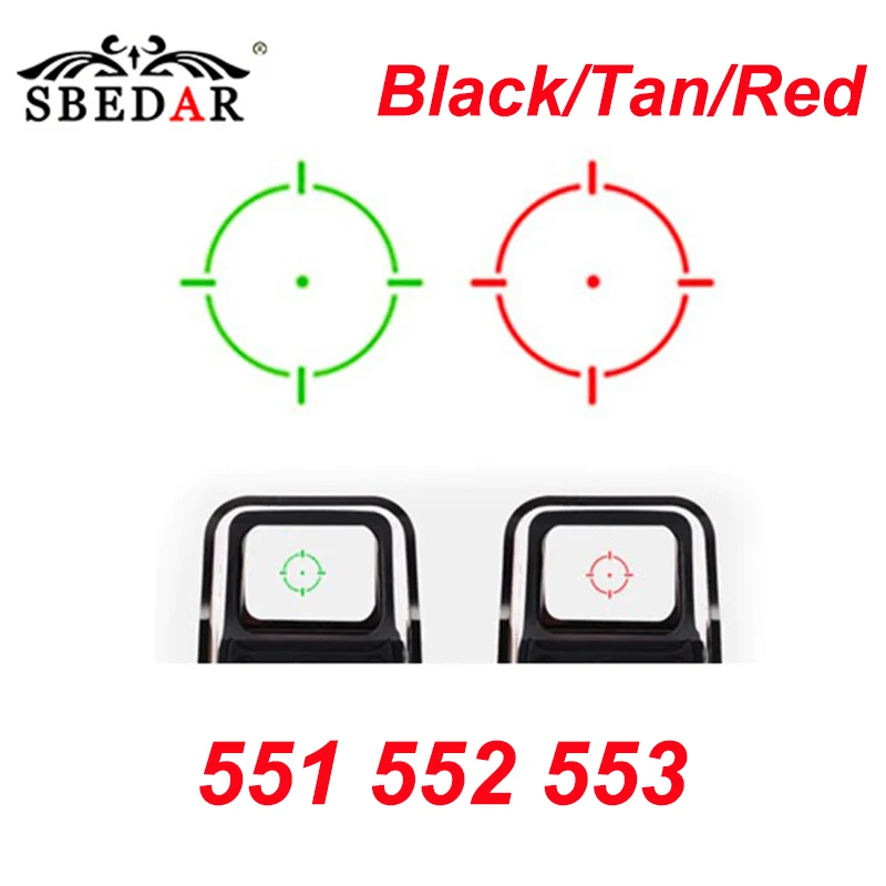 Голографическая 551 552 553 Красный Зеленая точка зеркальный прицел для Охота Airsoft 20 мм крепление красный/черный/Tan цвета