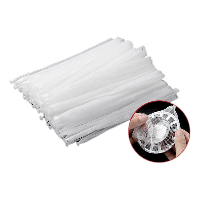 cheap 100Pcs Fine Mesh Kitchen Tools Sink Strainer Magic Filter Basket Sewer Drain Hair Colanders Strainers Sieve Bathroom Accessori