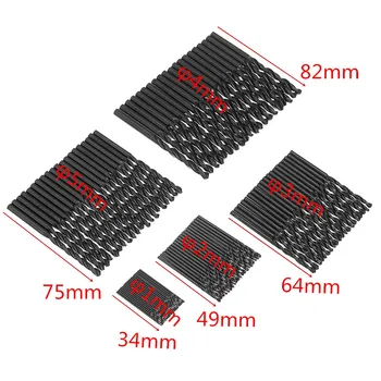 

DANIU 100pcs 1/2/3/4/5mm Twist Drill Bits Set HSS Straight Shank Black Coated Woodworking Drill Bits