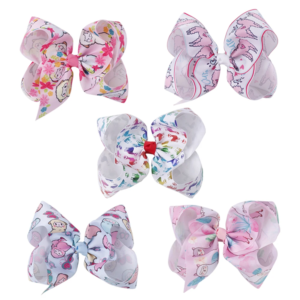 Ncmama 7 &quotБольшие банты для волос девочек с рисунком овечки Grosgrain ленты заколки