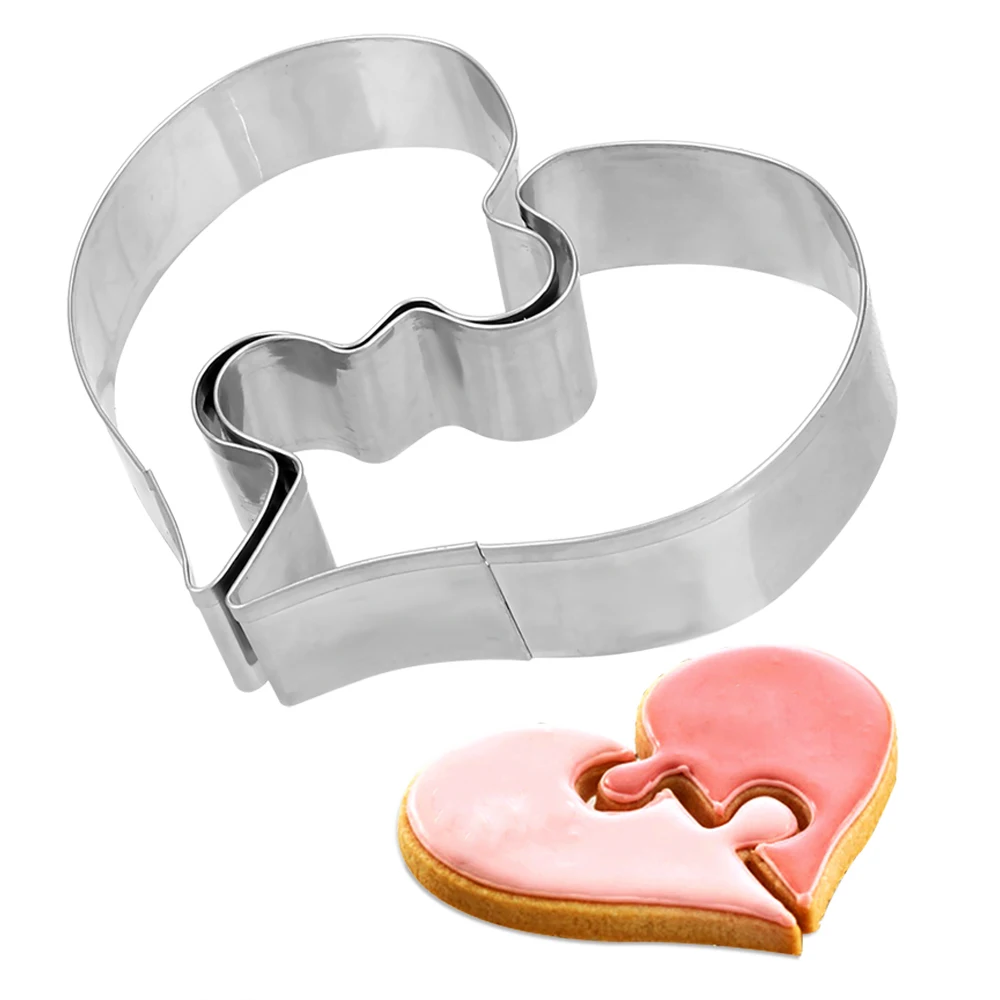 

2Pcs/set Stainless Steel Bakeware Love Puzzle Biscuit Mold Cookie Cutter Cookie Tools Gadgets Kitchen Tools