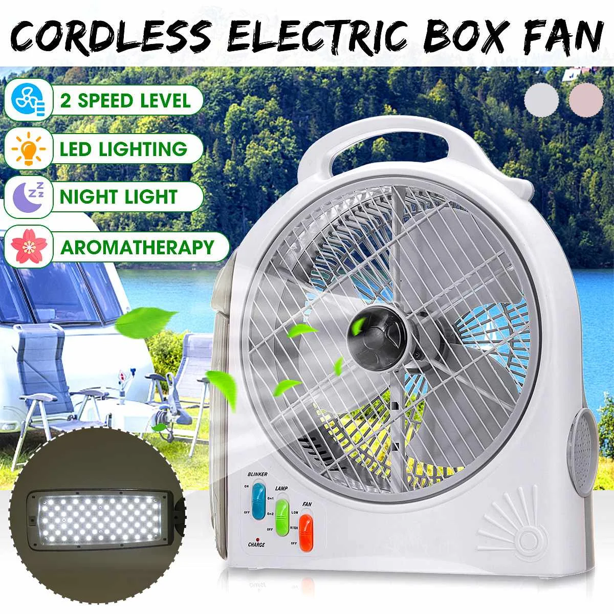 

Portable Mini Electric Fan 220V Rechargeable Li-ion Battery Desktops Multifunctional Outdoor Camping LED Light Air Cooler Fan