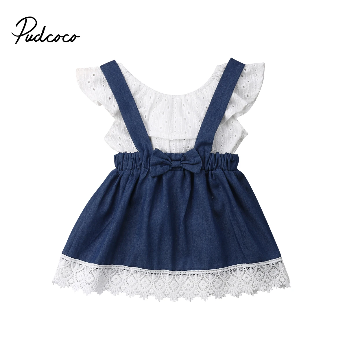 

2019 Flower Lace kid Casual Clothing Set Cotton 2Pcs Baby Toddler Girls Kids Overalls braces+T-Shirt Hollow Out Clothes Outfits