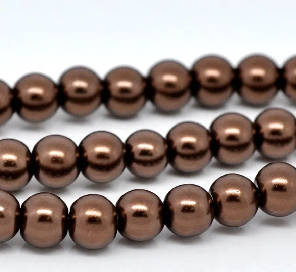 5 Strands Coffee Round Glass Pearl 8mm Beads 32&quot (B11406) | Украшения и аксессуары