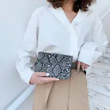 Роскошные маленькие поясные сумки со змеиным принтом, Модные женские Сумки из искусственной кожи с пуговицами, сумки на грудь на молнии, сумка через плечо