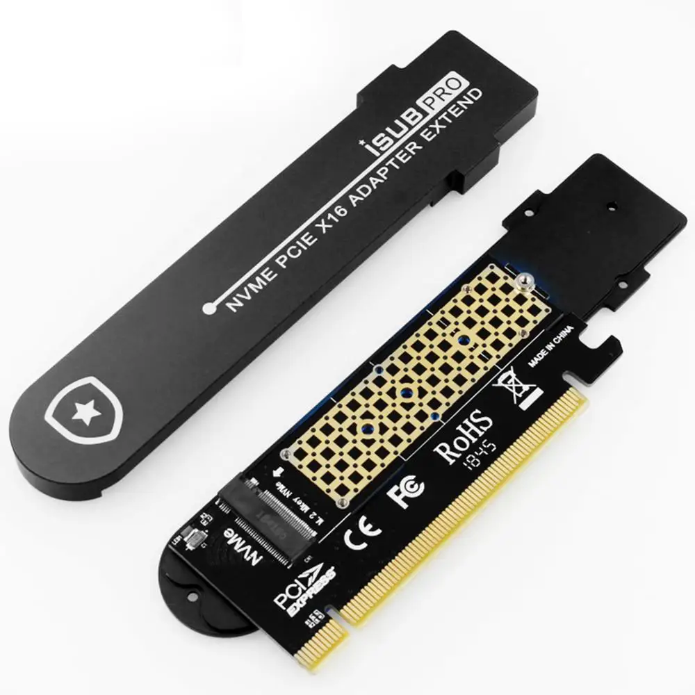 

JEYI iSUB PCIE3.0 NVME Adapter Full Speed x16 PCI-E Cooler M.2 2280 Aluminum Sheet Thermal Conductivity Silicon Wafer Cooling