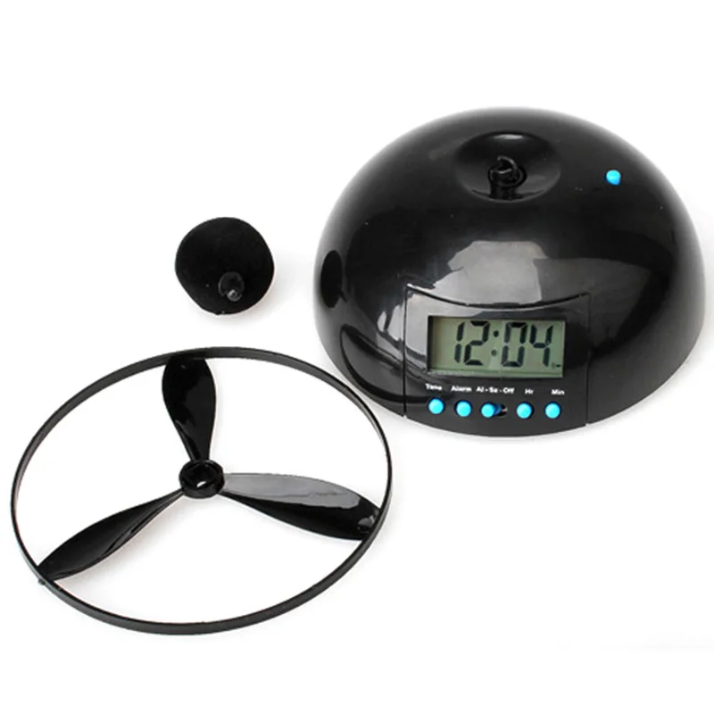 

NEW Arrival Creative Toy With Clock Backlight Alarm Clock Gift Flying Lazy Helicopter Black