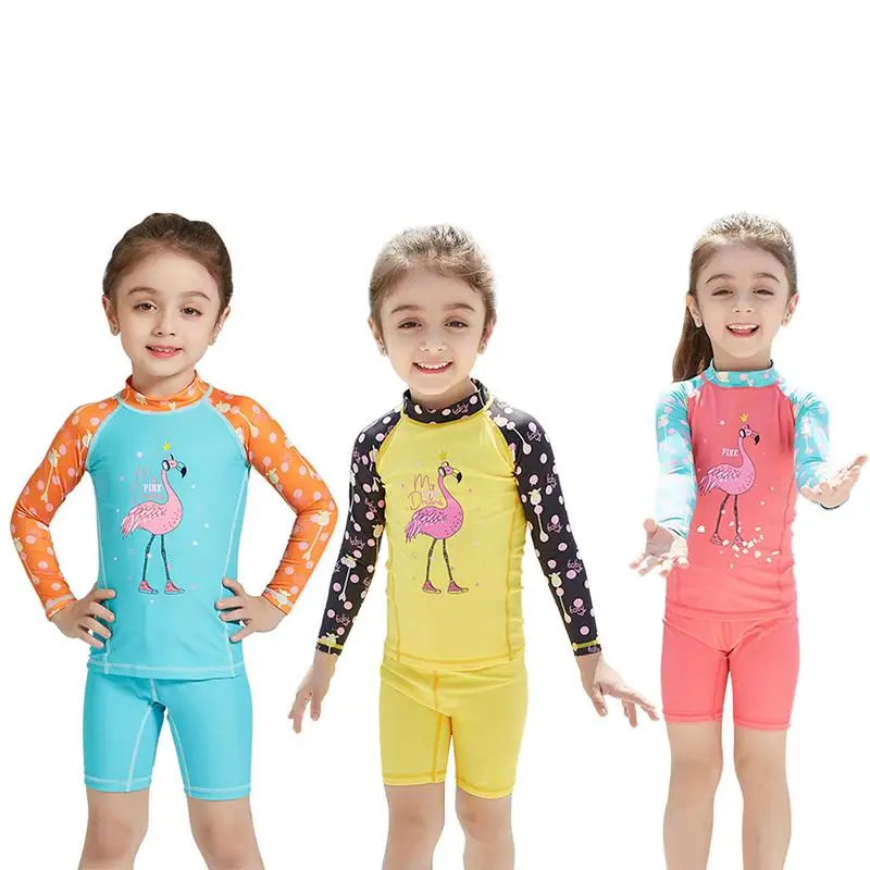 

Children Swimsuit Sets Girls Sunscreen Swimwear Kids Two Piece Guard Split Swimsuit Girls Sunscreen Swimwear Split Swimsuit