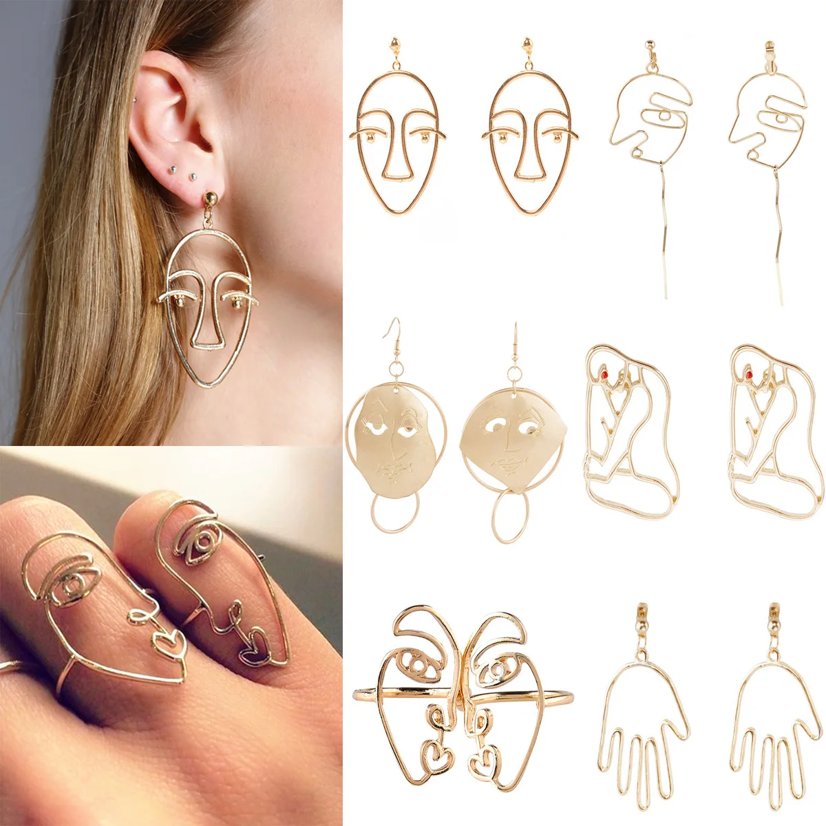 Ретро Простые индивидуальные серьги гиперболы hollowed букле d'oreille femme 2019 aretes de mujer