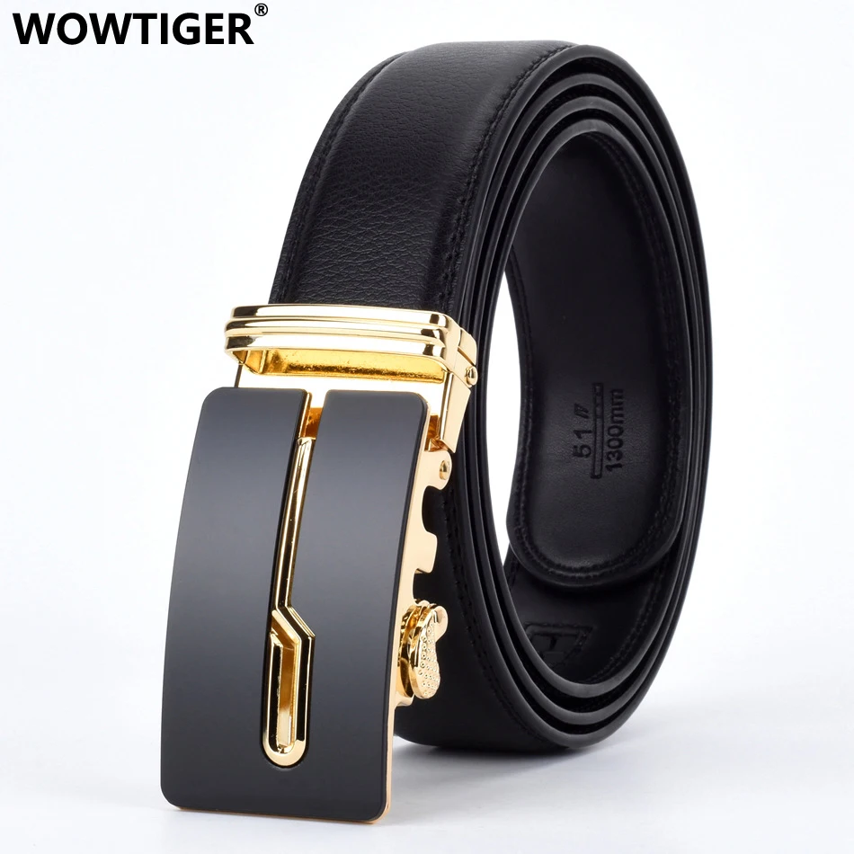 Мужской ремень WOWTIGER модный дизайнерский с храповым механизмом и пряжкой длина 3 5